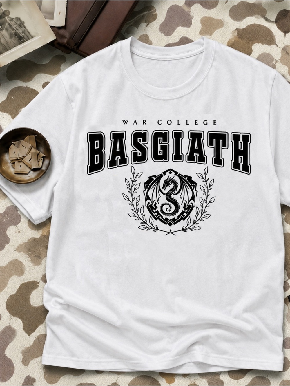 Basgiath War College Shirt, Fantasy Dragon Graphic Tee - Unisex White